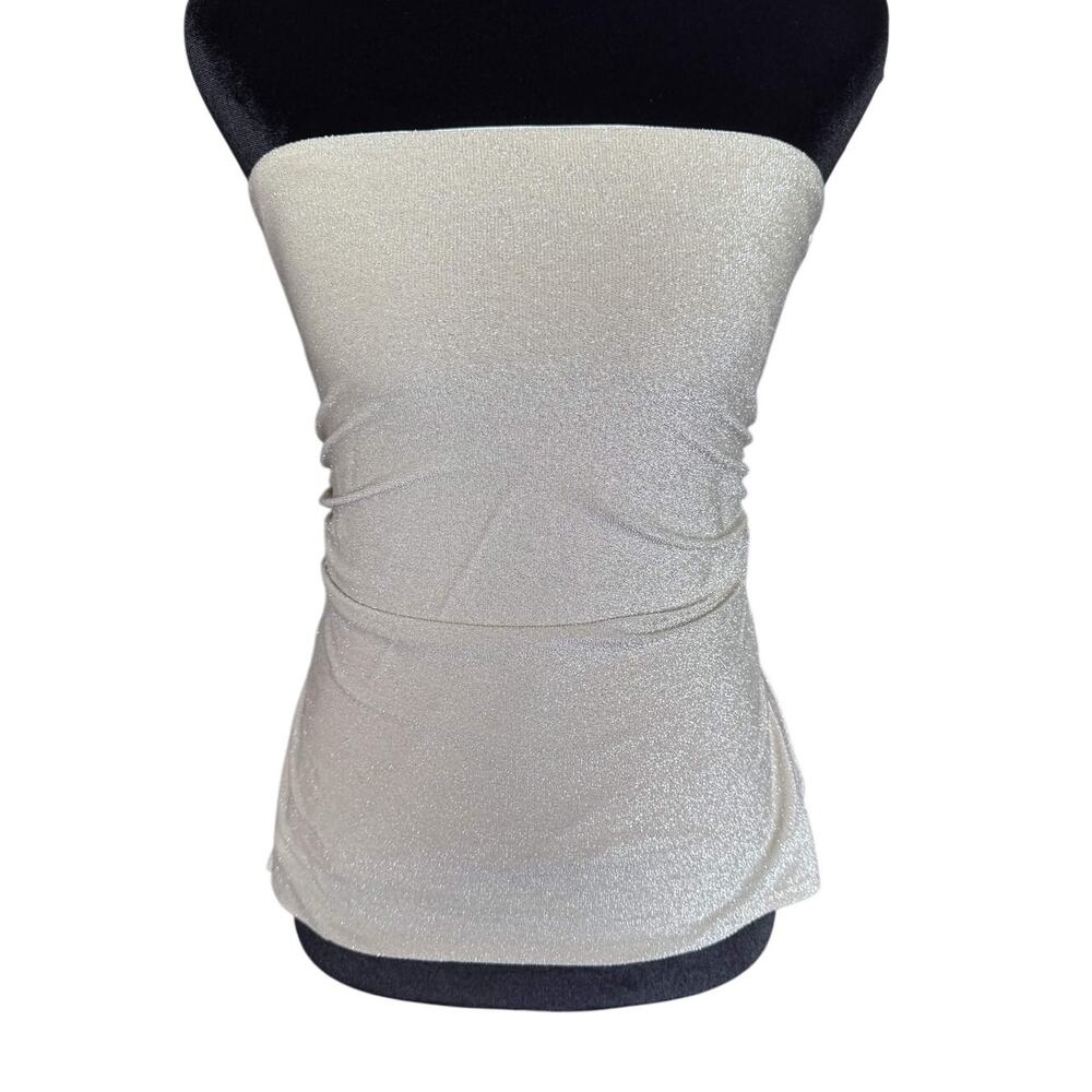 Madden Girl Sparkly Champagne Tube Top Going Out Y2K Glam Ruched Slit Medium